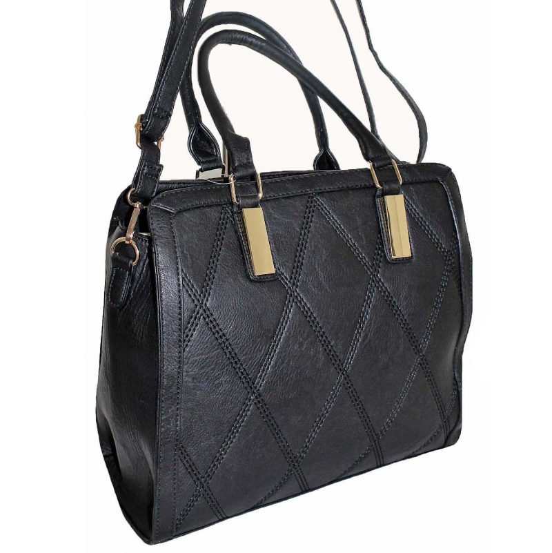 181 Black Zip Top Structured Handbag Bagzone Supplier of