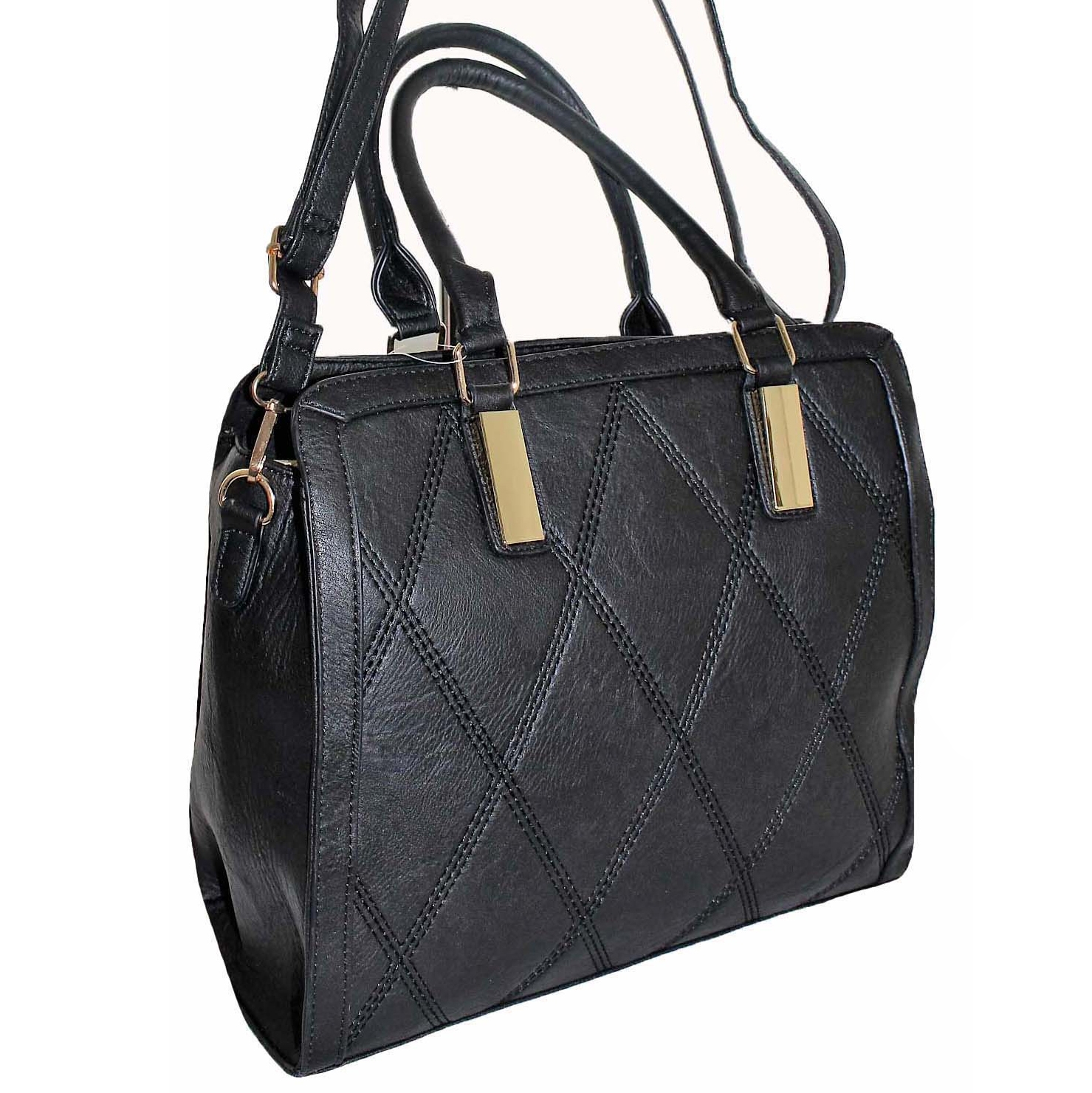 181 Black Zip Top Structured Handbag Bagzone Supplier of