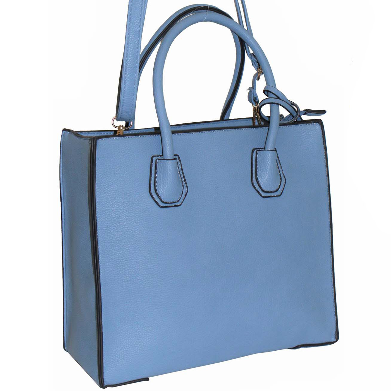 243 Blue Structured Zip Top handbag Bagzone Supplier of Wholesale